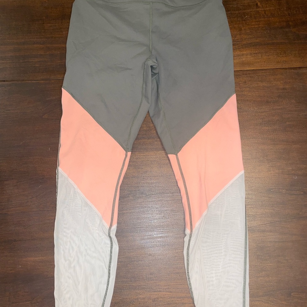 Fabletics Colorblock Leggings - Olive, Peach, and Cream